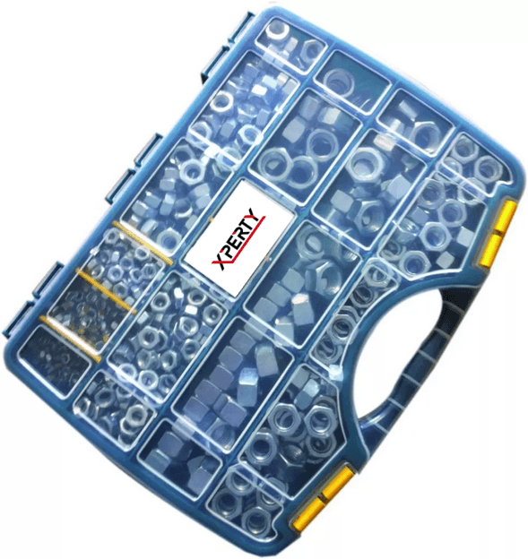 COFFRET DE 765 ECROUS FREIN BLOCVIS ACIER ZINGUE BLANC