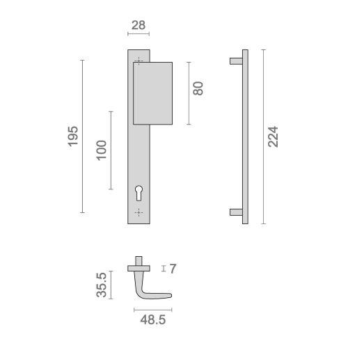 Ensemble sur plaque étroite HIONNA - Aluminium - Champagne - Clé L et palière