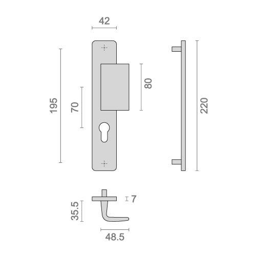Ensemble sur plaque HIONNA - Aluminium - Champagne - Clé I et palière