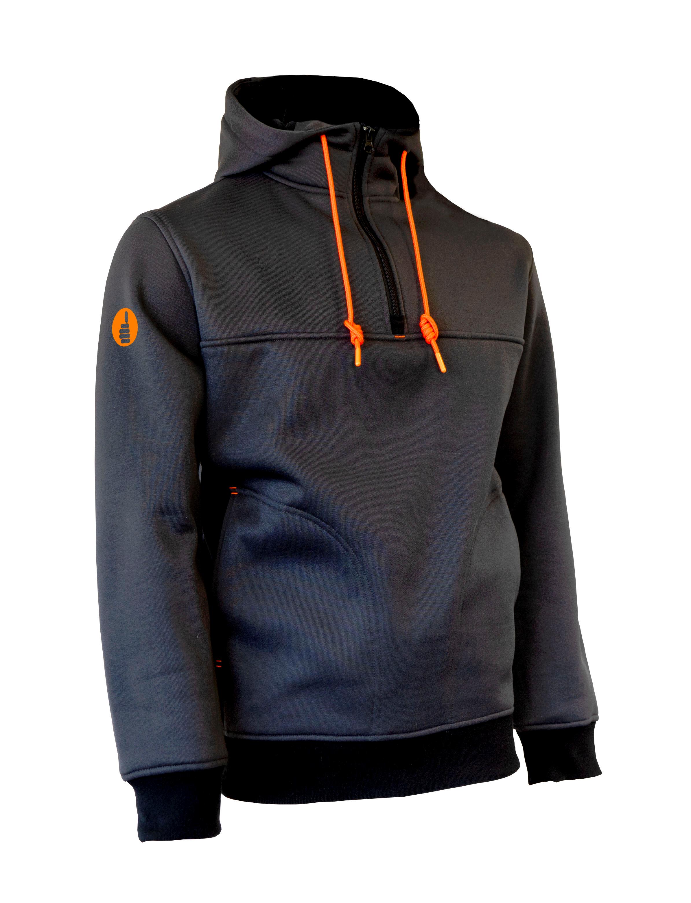Sweatshirt noir 350 g/m2. Chaud, très souple et confortable