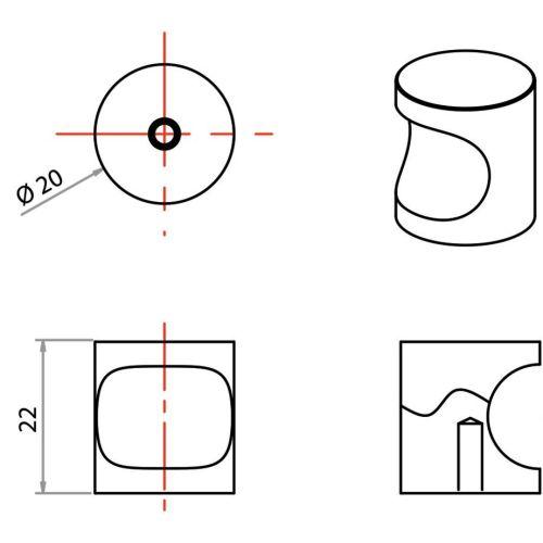 Bouton à encoche inox brossé Collection JADE - HERACLES