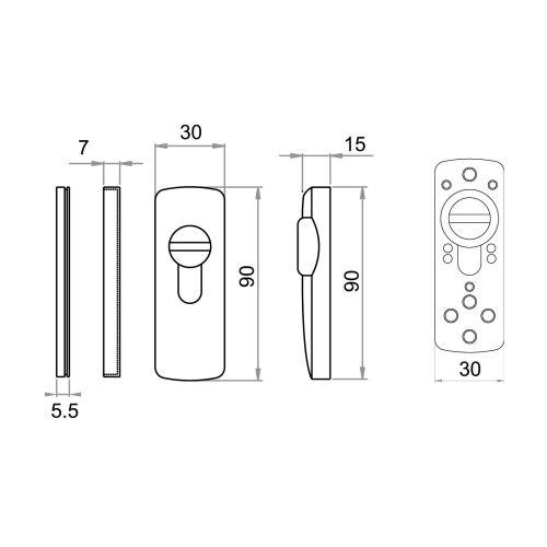 Rosace de sécurité rectangulaire - SALOME SECURITE