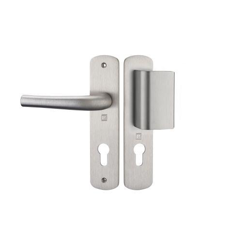 Ensemble sur plaque SALOME - Inox - Clé I et palière - 165MM