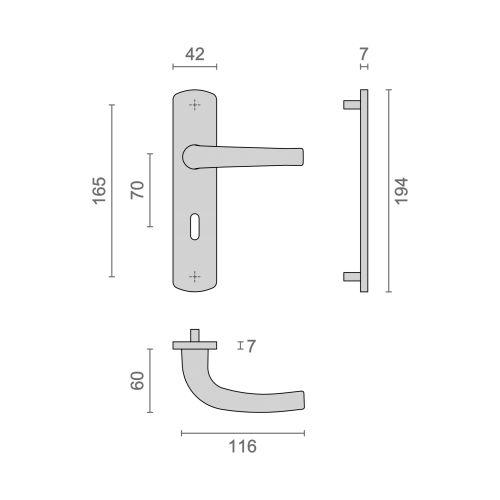 Ensemble double bequille sur plaque SALOME - Aluminium - Clé L - 165MM