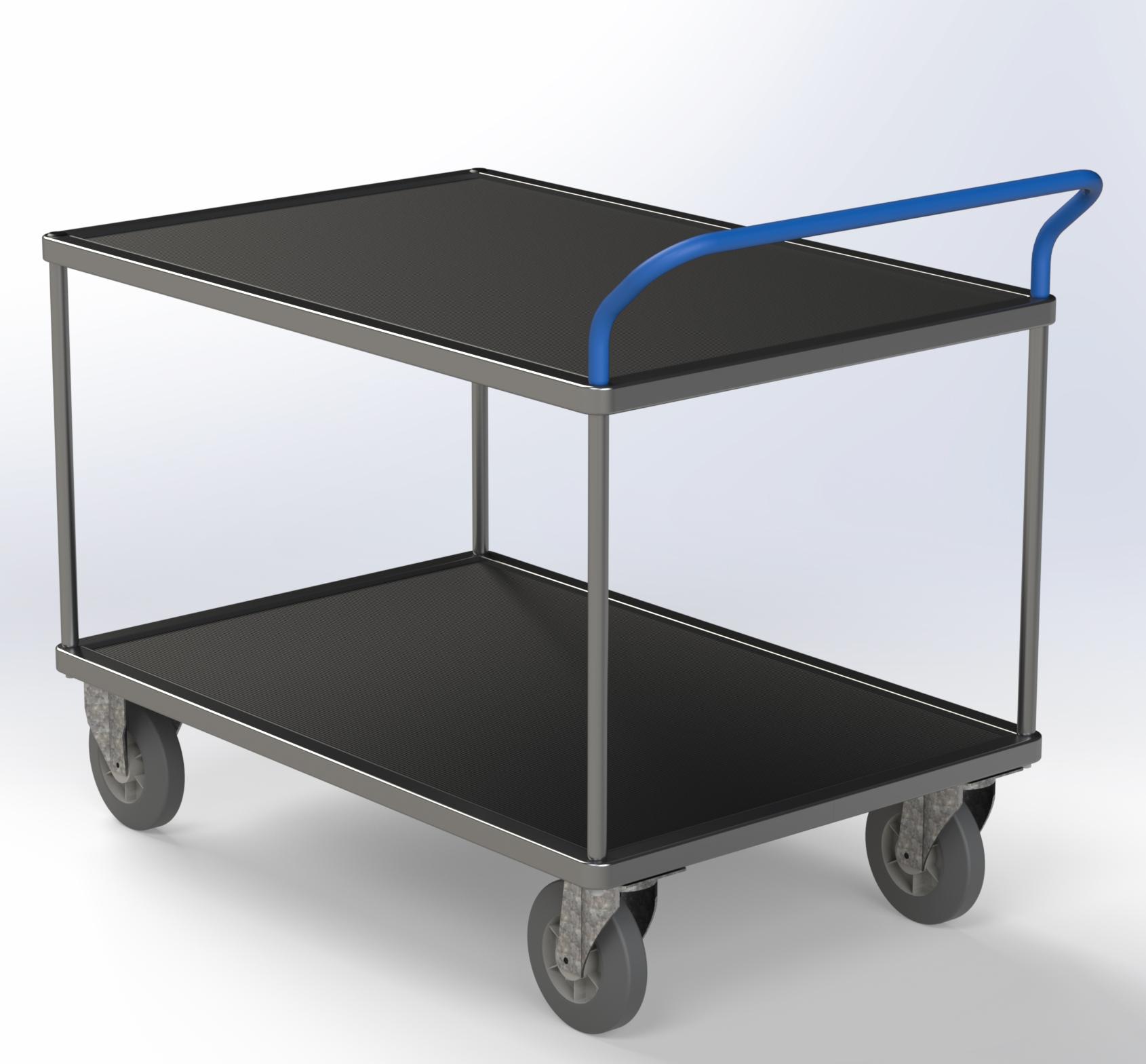 SERVANTE 2 PLATEAUX TOLES + CAOUTCHOUC