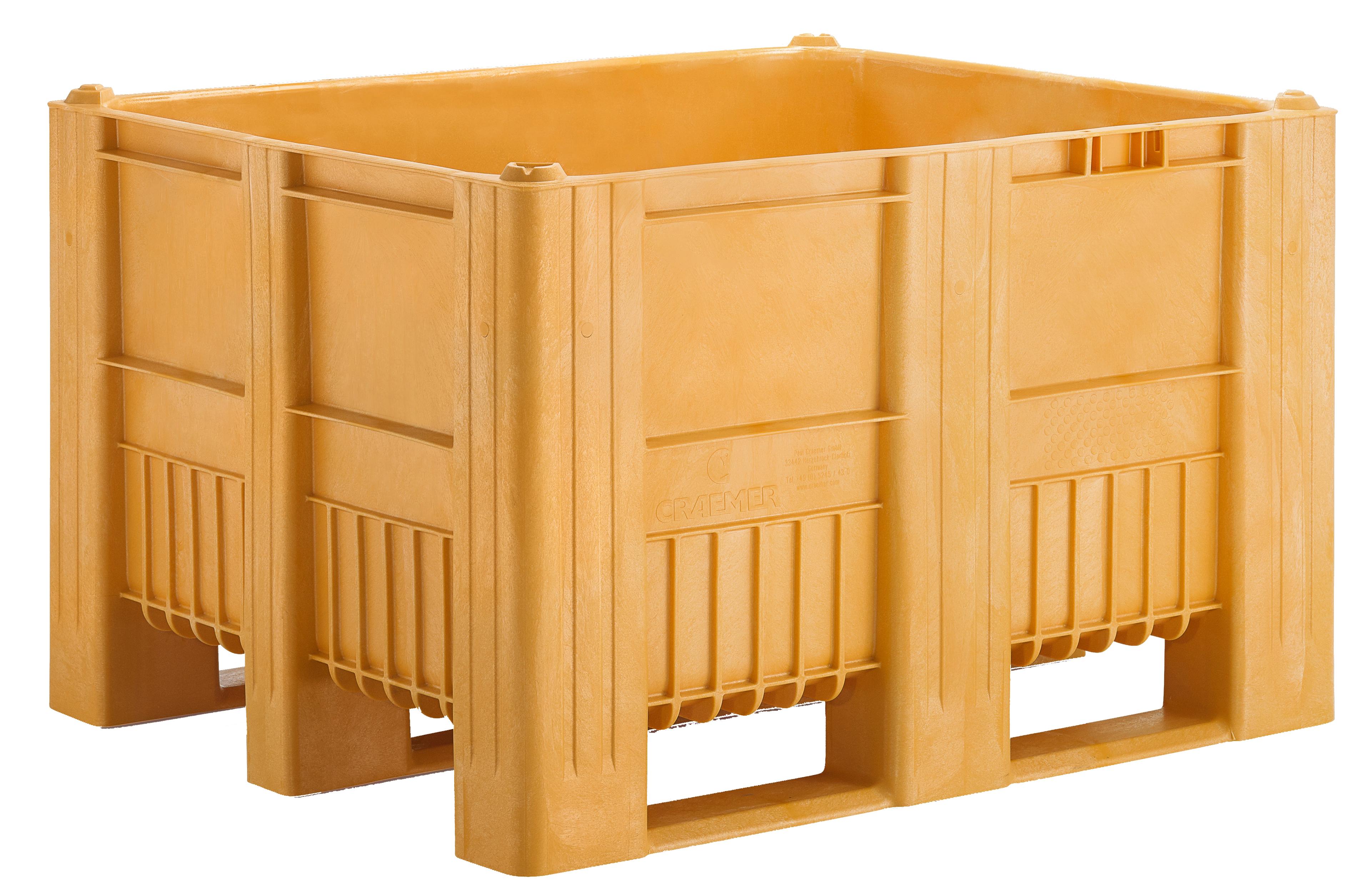 CAISSE PALETTE MONOBLOC EN PEHD JAUNE