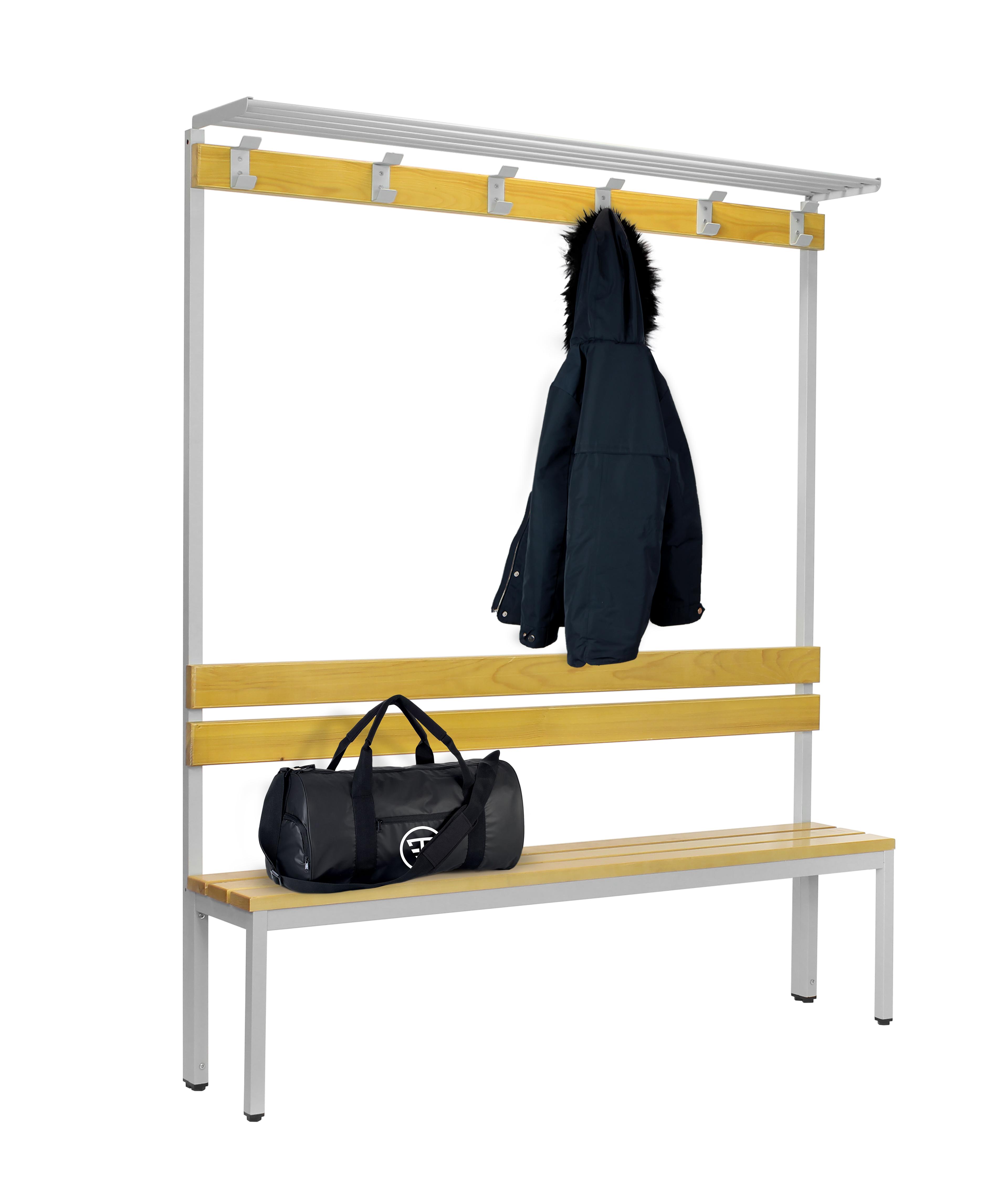 BANC VESTIAIRE SIMPLE FACE SANS PORTE-SAC 2 PLACES 4 PATERES