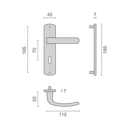 Ensemble double bequille sur plaque ELFE- Chromé mat - Clé L - 165MM