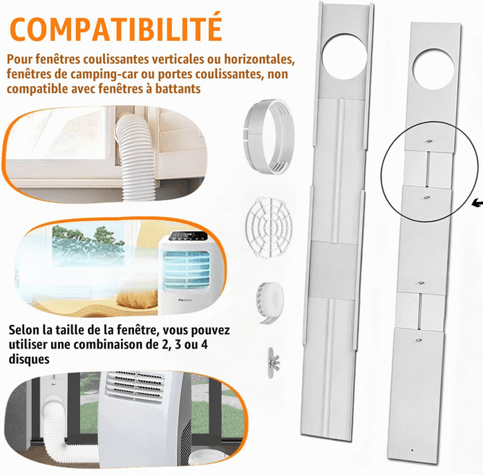 Kit de calfeutrage fenètre coulissante pour Climatiseur mobile