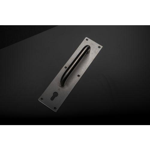 Poignée sur plaque tirage inox brossé - JADE - Inox - Clé I