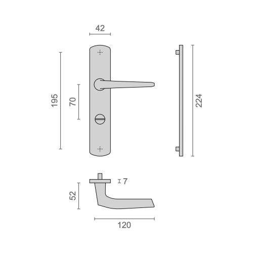 Ensemble double bequille sur plaque KROM - Chromé - Condamnation - 195MM