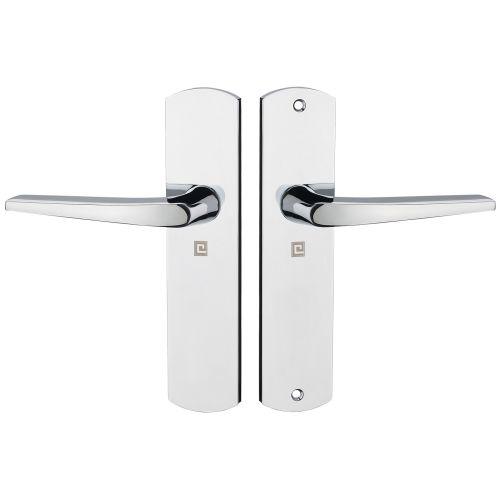 Ensemble double bequille sur plaque KROM - Chromé - Bec de cane - 170MM