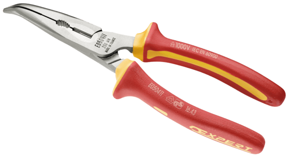 Pinces demi-rondes à becs coudés à 40° - Isolées 1000 V - EXPERT