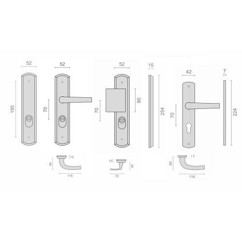 Ensemble de sécurité poignée double béquille First argent SALOME SECURITE