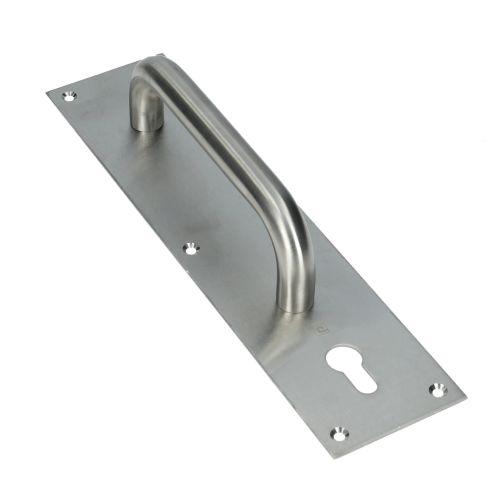 Poignée sur plaque tirage inox brossé - JADE - Inox - Clé I