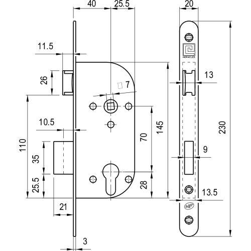 Coffre à larder monopoint Série L400NF - Axe 40 MM - Clé I - Noir