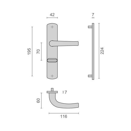 Ensemble double bequille sur plaque SALOME - Alu. - Noir - Condamnation - 195MM