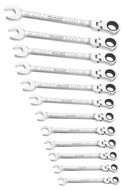 Jeu de 12 cles mixtes a cliquet articulees | Expert by Facom