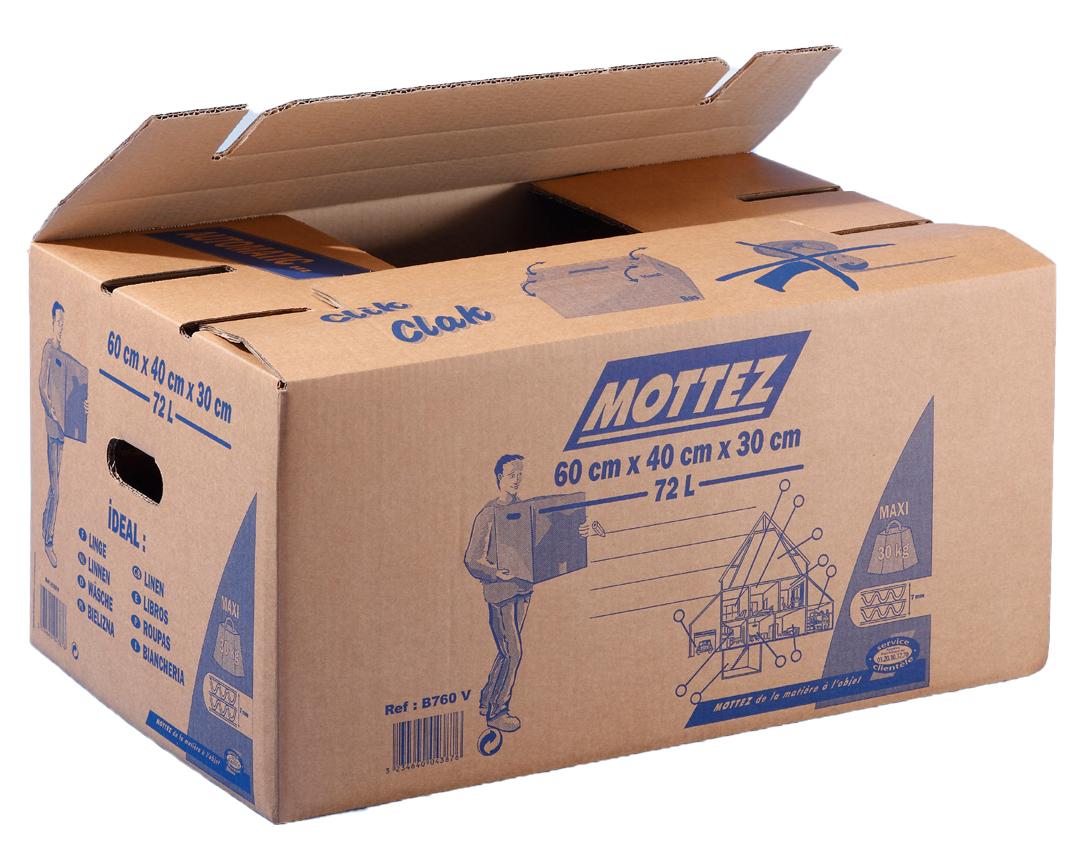 CAISSE DE DEMENAGEMENT CARTON FERMETURE AUTOMATIQUE SIMPLE CANNELURE