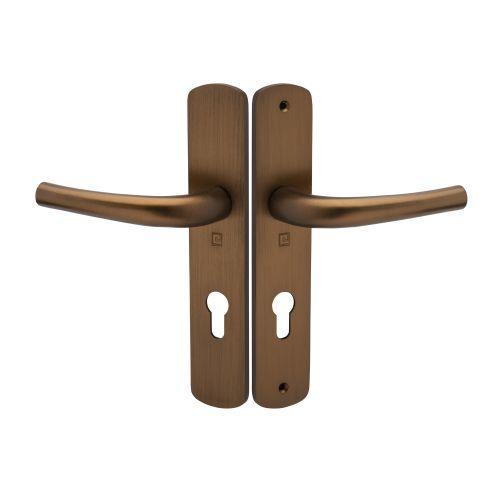 Ensemble double bequille sur plaque SALOME - Alu. - Chocolat - Clé I - 195MM