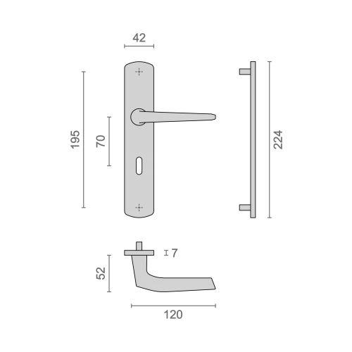 Ensemble double bequille sur plaque KROM - Chromé - Clé L - 195MM