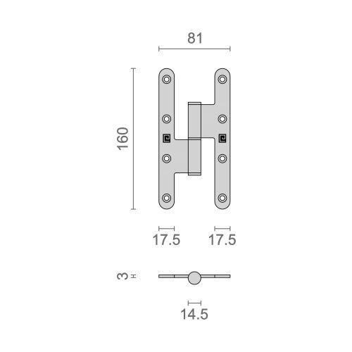 HERACLES Q-PAB16080-G paumelle à bois inox gauche 160 x 80 mm