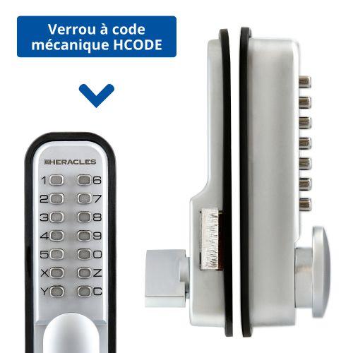 HERACLES HCODE-A verrou à code mécanique en applique pêne dormant réversible HCO