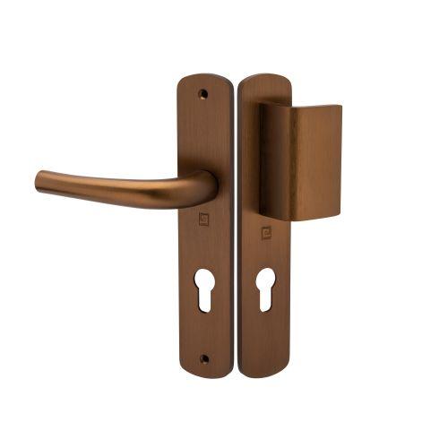 Ensemble sur plaque SALOME - Aluminium - Chocolat - Clé I et Palière - 195MM