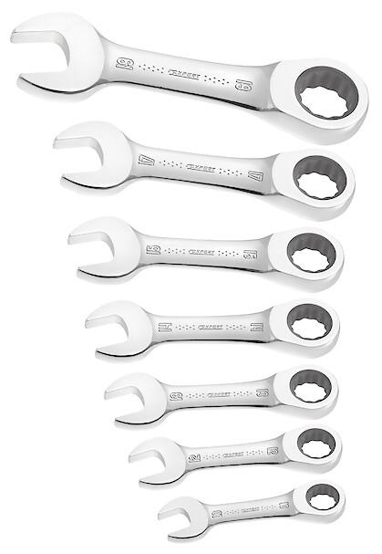 Jeu de 7 cles mixtes a cliquet courtes metriques | Expert by Facom