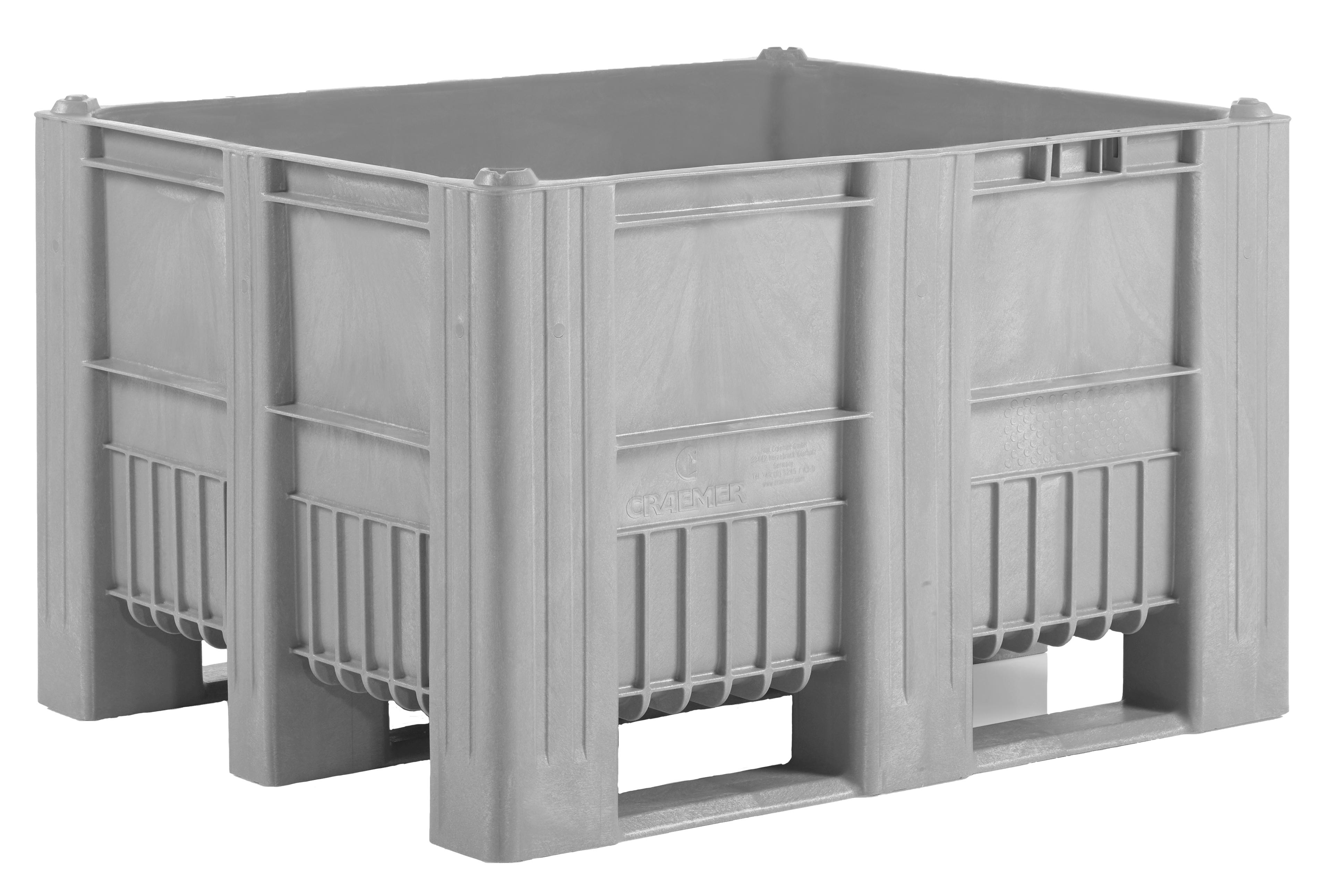 CAISSE PALETTE MONOBLOC EN PEHD GRIS