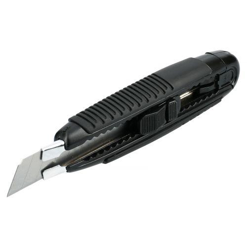 Cutter bi-matière à curseur noir 18 mm - 3 lames - HANGER 110009