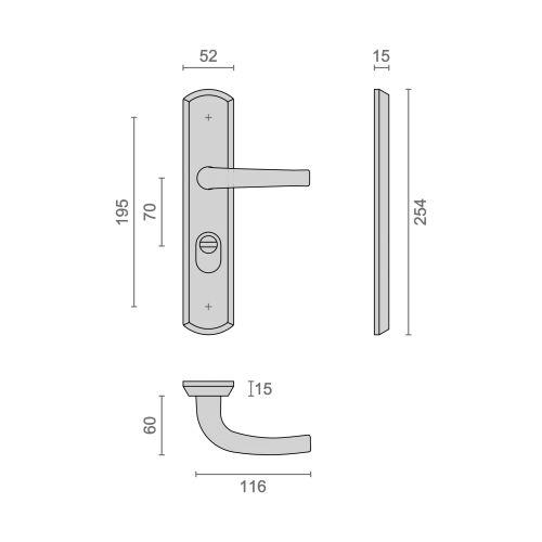 Ensemble de sécurité poignée double béquille First argent SALOME SECURITE
