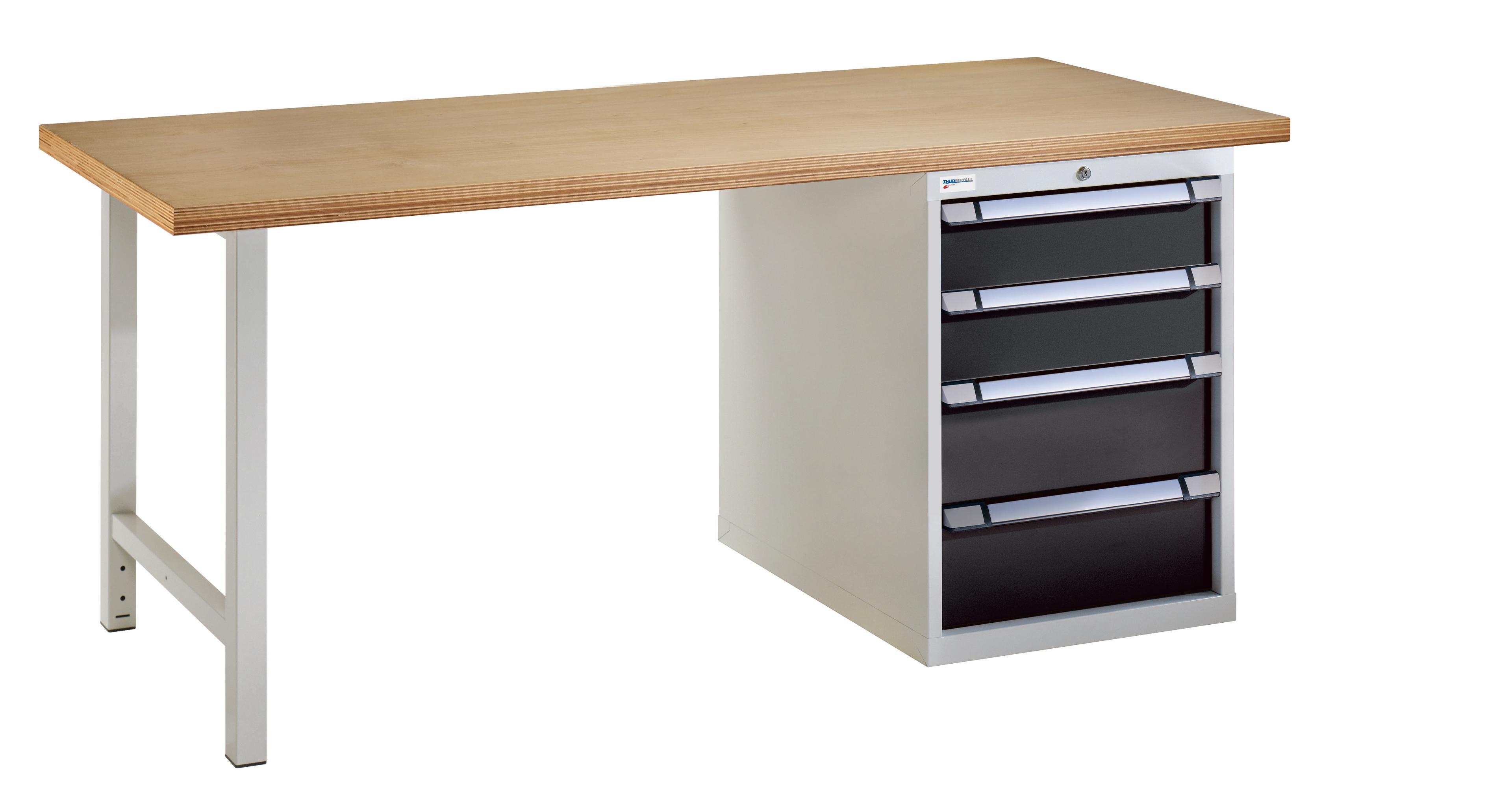 ETABLI + 1 BLOC 4 TIROIRS PLATEAU HETRE MULTIPLIS