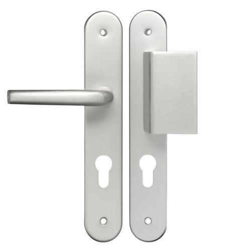 Ensemble double bequille sur plaque SANYA - Aluminium - Clé I et palière - 195MM