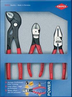 Jeu de 3 pinces à forte démultiplication Knipex tête polie