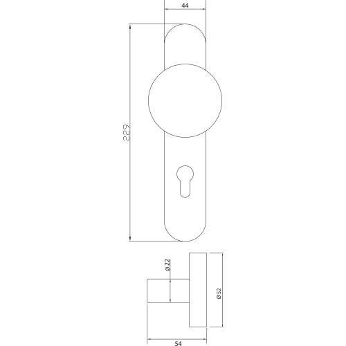 Palière sur plaque JADE série BP01 - Inox - Clé I