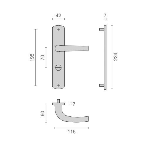 Ensemble double bequille sur plaque SALOME - Alu. - Noir - Condamnation - 195MM