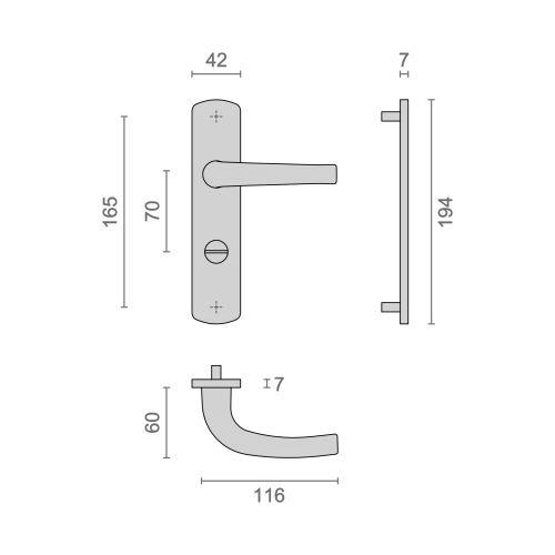 Ensemble double bequille sur plaque SALOME - Inox - Condamnation - 165MM