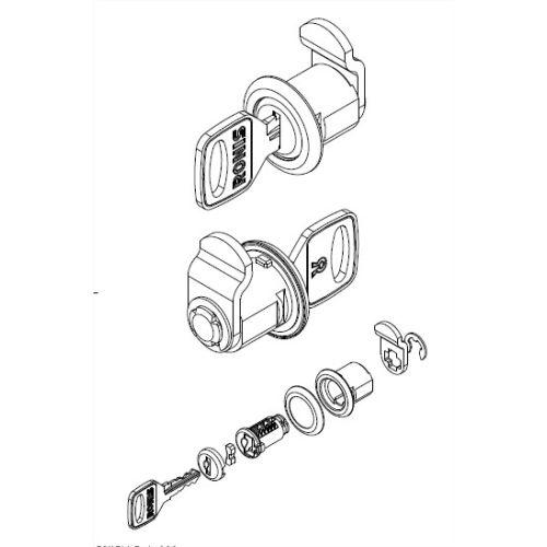 Serrure courte Renz avec came pour boîtes aux lettres - Modèle 0624007001