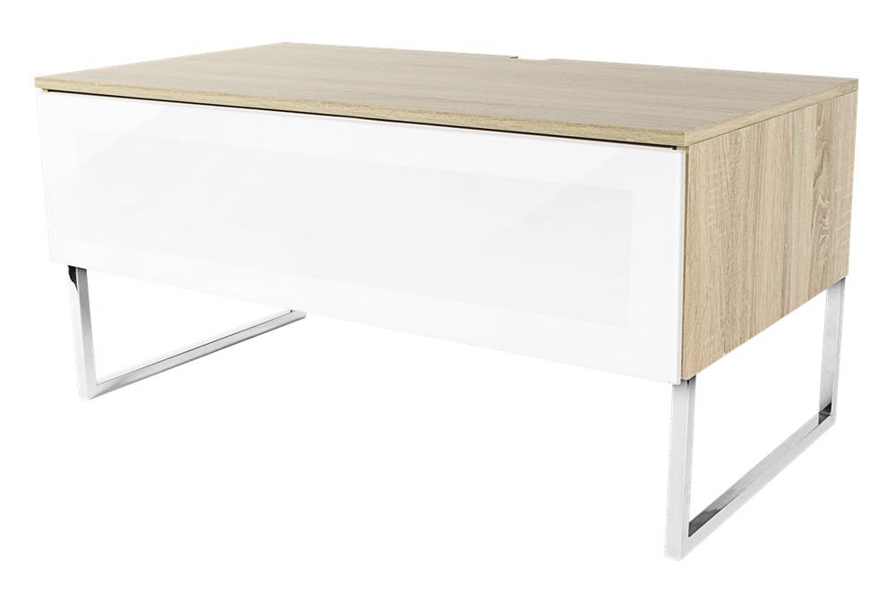 Norstone KHALM100BOIS Meuble TV MDF laqué blanc chêne 100 cm
