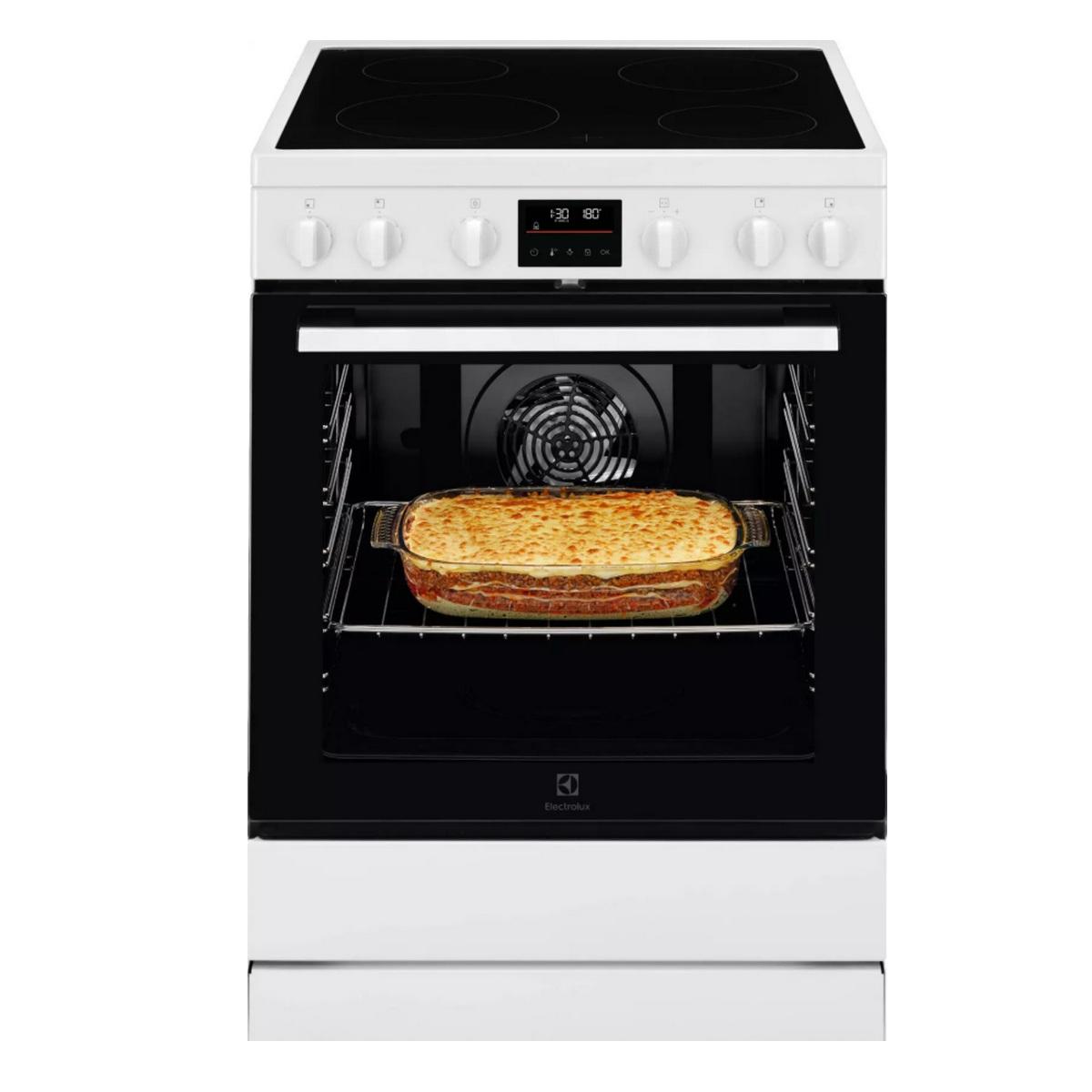 Electrolux LKR64890BW : cuisinière vitro 4 foyers, four 73 L