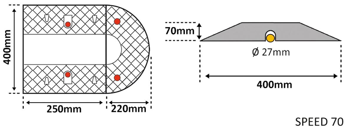 2 RALENTISSEURS POUR VOIES PRIVEES 350 X 250 X 50