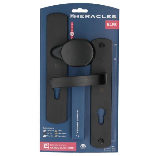 Ensemble sur plaque ELFE - Noir mat - Clé I et Palière - 195MM