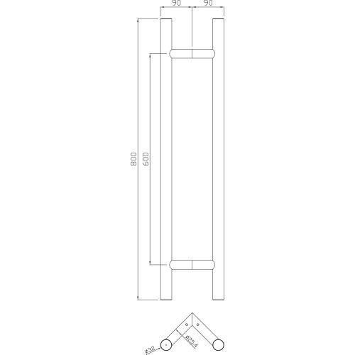 HERACLES B-INOX-PT017 ensemble de poignées tubulaires série 5240 32 x 300 mm ino