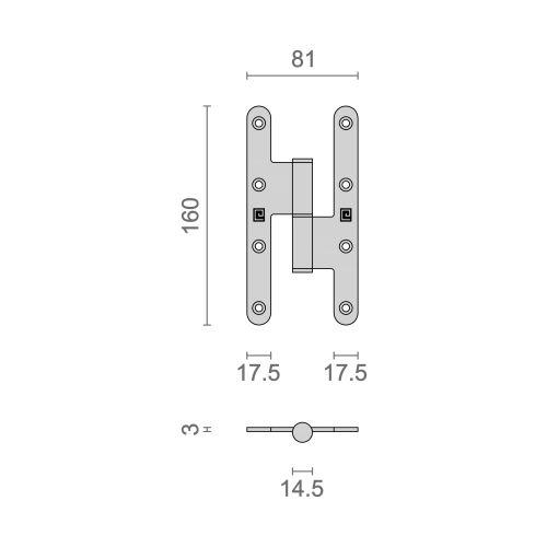 HERACLES Q-PAB16080-D paumelle à bois inox droit 160 x 80 mm