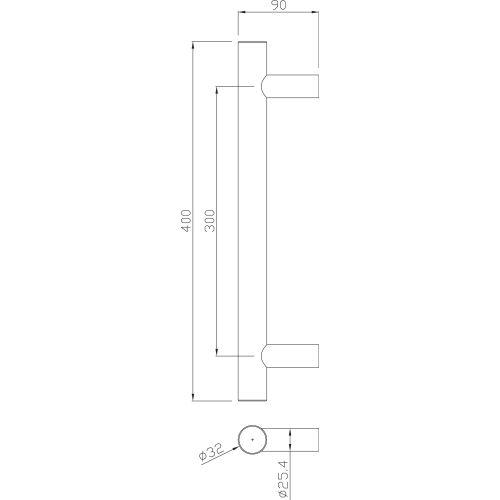 HERACLES B-INOX-PT103 poignée de tirage série 5010 32 x 300 mm inox brossé JADE