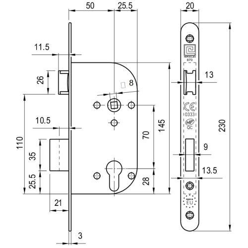 Coffre à larder monopoint Série L700-NFQC - Axe 50 MM - Clé I - Carré 8MM - Noir