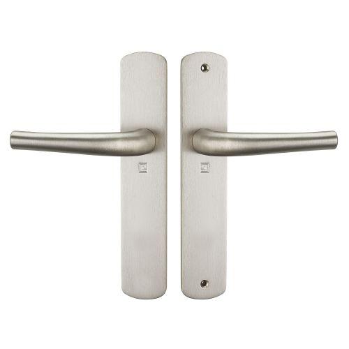 Ensemble double bequille sur plaque massive SALOME - Inox - Bec de cane - 195MM