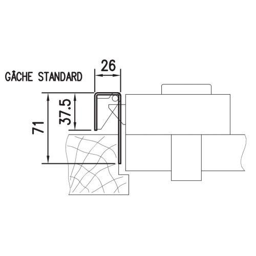 HERACLES NPGACHS0037 gâche têtière en J Sésame 1 droite blanc