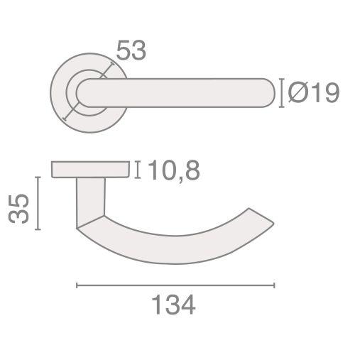 Béquille double sur rosace bec de cane JADE série 1094 - Inox - Arrondie